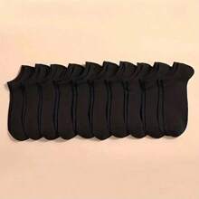 5/10/20 Pairs Men's Solid Color Breathable Casual Ankle Socks, For Gym