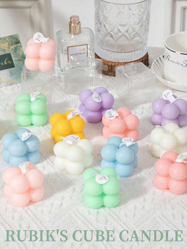1pc/2pcs/5pcs Colorful Scented Candles In Cube Shape, 5 Fragrances, Smokeless & Long-Lasting Home Decoration, Bedroom, Birthday Gift, Aromatherapy