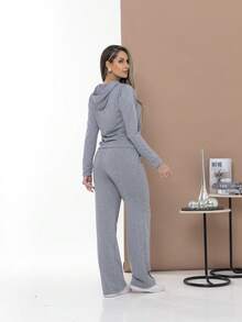 Casual Sweatshirt Set Of Blouse And Pants C3111 - 灰色 - View 2