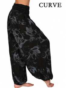 Pantalon ample long imprimé pour femmes grande taille