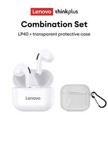 Lenovo LP40 Bluetooth Earphones & Transparent Protective Case Combo, In-Ear Sports Earbuds With Deep Bass, HD Calls With Mic, Low Latency Music/Gaming, Smart Touch, Long Standby, Passive Noise Cancellation, Compact & Portable Wireless Earphones - LP40 vỏ trắng + trong suốt - Xem 3