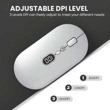 ATTACK SHARK * FREEWOLF X1 Wireless Computer Mouse, 2.4G Portable Ultra Slim USB Mouse, Silent Single Click Laptop Mouse 1600 DPI Windows/ PC/ Office/ Gamer, New Year 2026, Gift For Kids, Holiday - Silver/ Black/ Milk - Multicolor - View 3