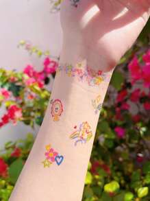 2025 Neue glitzernde Kinder Cartoon Farblinien Aufkleber, süße wasserfeste temporäre Party-Treffen Aufkleber für Finger & Handgelenk, niedliche wasserfest Party Geschenke Party Aufkleber Aufkleber