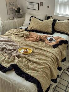 1pc Retro Style Summer Children's Quilt, Retro Lace Style Flower Plant Print Summer Quilt, Skin-Friendly, Soft And Comfortable, Suitable For Children's Rooms, Student Dormitories, Bedrooms, Children's Bedding - A - View 22