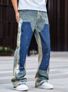 Pantalones de campana de pierna recta de mezclilla lavada, pantalones cargo casuales de múltiples bolsillos, jeans acampanados a la moda