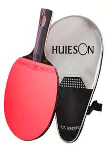 HUIESON Professional Table Tennis Racket - Universal Carbon Fiber & Wood Table Tennis Racket With High Elasticity 2mm Sponge, 9 Ply 8 Carbon Training Competition Level, Ergonomic Handle, Includes Protective Case - 1 Piece, Red & Black