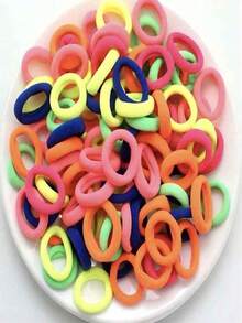 50 Pieces Small Hair Scrunchie Elastic Hair Tie - Neon - View 3