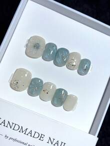 10 piezas de uñas de gato de ojo pintadas a mano, tipo de uña corta, uñas empotradas de trabajo pesado personalizadas, uñas de diseño de alta calidad, uñas de salto de color, uñas postizas de cobertura total, uñas Y2K, uñas en relieve, uñas postizas creativas únicas y de nicho, promoción