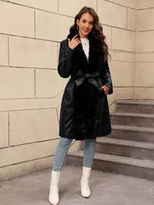 Abrigo con capucha y cinturón de la mujer Risissida para otoño/invierno - Ropa exterior casual, elegante y de moda, incluye cinturón adicional