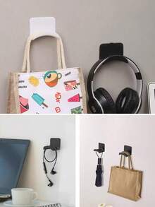 4 Pieces Headphone Hook Headphone Hanger For Wall Hanging, No Drilling Required, Adhesive Hook Bracket For Headphones, Bluetooth Headsets, Computers And Dorm Storage - Multicolor - View 8