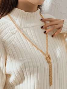 1pc Unique Handmade Chain Adjustable Long Necklace - Yellow Gold - View 2