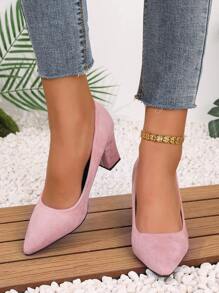 Fall/Winter Women's Pointed Toe Block Heel All-Match Black Pumps, Versatile Formal Work Shoes,Elegant