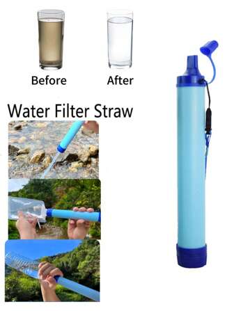 1 st. Noodwaterfilter voor buiten, essentieel hulpmiddel voor kamperen, wandelen, overleven, draagbare waterzuiveraar, onmisbaar artikel voor thuis