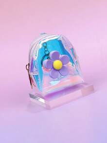 Mini Flower Coin Purse For Kids, Girly Laser Transparent Mini Backpack, Fashion Zipper Pouch - Multicolor - View 6