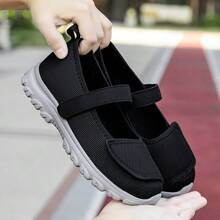 Women's Adjustable Barefoot Walking Shoes, Loose Fit Breathable Fabric Slip-On Flats, Suitable For Diabetes And Arthritis, Support Swollen Feet, Indoor/Outdoor Casual Sneakers, Lightweight Soft Sole, Comfortable Foot Care