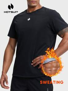 HOTSUIT Men's Sauna Suit, Men's Sports T-Shirt With Adjustable Buckle, Suitable For Gym Workout And Christmas Wear - Black - View 3