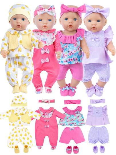 16-18 Inch Baby Doll Romper Outfit, Multiple Color Options, DIY Dress Up Toy For Babies