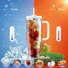 1pc, Compatible With Stanley Cup 40 Oz, 40 Oz H2.0 Tumbler With Handle And Straw, 40oz Double Wall Vacuum Insulated Stainless Steel Iced Coffee Water Cup With Straw And Lid, 40 Ounce Thermal Hot And Cold Drink Beverages Handy Flask Sport Water Bottle For Home, Office And Outdoor Activities Camping, Hiking, Driving, And Car Travel, 1200ml Premium Large Capacity Portable Reusable Metal Cup Travel Drinkware Coffee Mug For Men And Women, Keep Warm Or Cold, Perfect Christmas Gifts, Valentine's Day Gifts, Birthday Gifts, Trek Collection, Easy To Clean, Individually Box Package - 40 oz - 查看 4