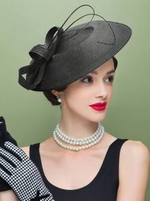 HIMESPORT Eleganter Fascinator Hut | Hochzeits Derby Cocktail Stroh Breitrand | Vintage Kirche Teefeier für Damen | Sommer Strand Brautmutter