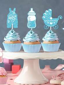 12 chiếc que cắm bánh cupcake hình bé trai hoặc bé gái lấp lánh, que cắm bánh cupcake tiết lộ giới tính, trang trí bánh sinh nhật chủ đề tiết lộ giới tính cho tiệc mừng em bé sắp chào đời. - Nhiều màu - Xem 7