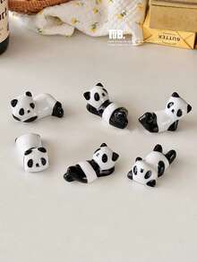5pcs Ceramic Panda Design Chopstick Rest Holder, Cute Chopstick Stand For Home Use - Black and White - View 5