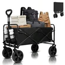 Heavy Duty Collapsible Wagon Cart - Large Capacity Foldable Beach Cart For Camping,Sports,Shopping & More , Portable & Easy To Store