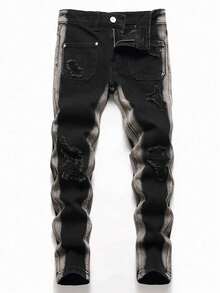 Teenage Boys' Creative Front Pocket Jeans - Black - View 1