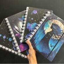 Caderno Inteligente Poeira Das Estrelas A5/B5/A4=G 8/10/11 discos/Capa e contracapa rígidas Galaxy Ceu Preto - Multicolorido - Visão 3