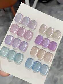 2026新款冰島極光貓眼凝膠指甲油 12ml 春夏冰晶透感磁吸美甲套組，含底膠與頂膠，適用UV燈，適合上班/約會，熱銷沙龍級美甲設計 - 彩色 - 查看 4