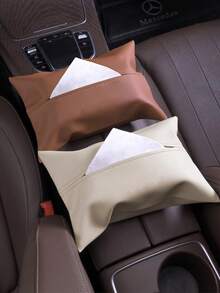 PU Leather Car Storage Tissue Bag Car Storage Interior Accessories - Multicolor - View 2