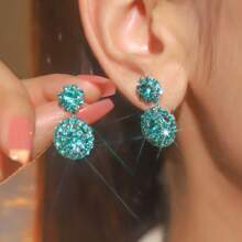 Europe And The United States Exaggerated Retro Palace Gorgeous Purple Double Round CZ Women's Crystal Earrings 1 Pair