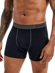 4pcs/Pack Print Men's Boxer Shorts Letter Elastic Band Boxer Briefs (Random Asymmetrical Print) - Multicolor - View 3