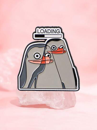 1 pezzo Spilla smaltata a forma di pinguino con la scritta "Loading", spilla per bambini, badge con animale da applicare su zaino, costume o come accessorio divertente e regalo