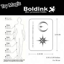 Boldink 非永久性纹身，月亮和星星启发的设计，生动逼真，防水且持久 1-2 周，自然哑光效果，易于粘贴在手指、手腕和小身体部位作为临时纹身贴纸 - 黑色 - 查看 3