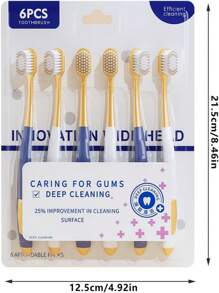 6 spazzolini da denti manuali per adulti a setole morbide e testina larga, con manico ergonomico, design antibatterico e antimuffa, per sbiancamento dei denti, cura dell'apparecchio dentale, miglioramento dell'alito cattivo, essenziali per una vita sana, adatti per la pulizia domestica quotidiana, viaggi e trasferte di lavoro convenienti, campeggio all'aperto, scorta per l'ufficio, articoli monouso per hotel, cure orale post-operatorie (Bianco) Decorazione bagno di casa Decorazione autunnale Ritorno a scuola