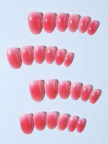 BabyBoomers Nails ,24pcs Short Oval With Glitter And Blush Design French Tip Press-On Nails Short Fit Perfect Acrylic False Nails Set Including: 1pc Jelly Glue And 1pc Nail File, Baby Boomers Nails Suitable For Women And Girls Daily Life And Party Use