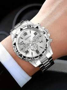 4-Piece Luxury Men's Watch Set, Cool And Handsome Style, Round Alloy Case, High-End Texture, Suitable For Business And Casual Wear