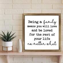 1pc Farmhouse Home Decoration, Family Room Decoration, Warm Home Decoration, Family Famous Words Wooden Board, Shelf Decoration, Wooden Board Box Logo, Being A Family Means You Will Love And Be Loved Logo, Aesthetic Home Wall Art, Gift , Creative Home Wall Decoration, Bedroom, Living Room, Kitchen, Bathroom, Cafe, Dormitory Wall Art Canvas Poster Gifts Birthday Graduation