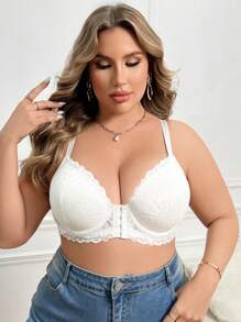 Sujetador con cierre delantero con aros para mujer de talla grande con estilo y sexy