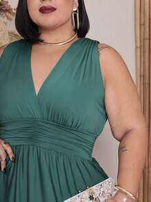 Long Plus Size Dress Lined Party Wedding Bridesmaid Guest Events Cheap - 墨綠色 - 查看 3