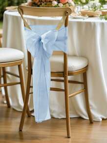 1pc/2pcs/6pcs/10pcs Solid Color DIY Terylene Bowknot Chair Back Decor, Suitable For Various Banquets & Parties, Chair Decoration, Adds Festive Atmosphere