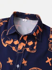 Camisa de manga corta estampada para hombre, camisa de manga corta casual de vacaciones para hombres