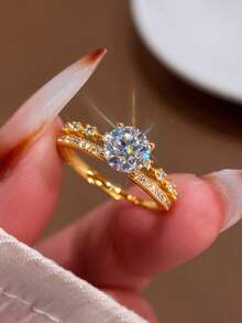 1pc 925 Sterling Silver Four-Claw Open Ring, Daily Commute Accessory, High-Quality Women's Ring, Exquisite Jewelry Gift - Four Claw Open Ring - View 1