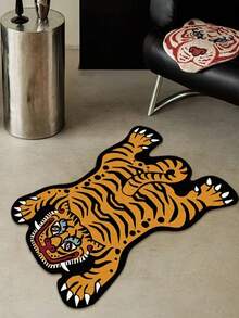 1 件不对称形状老虎地毯，卧室床边垫