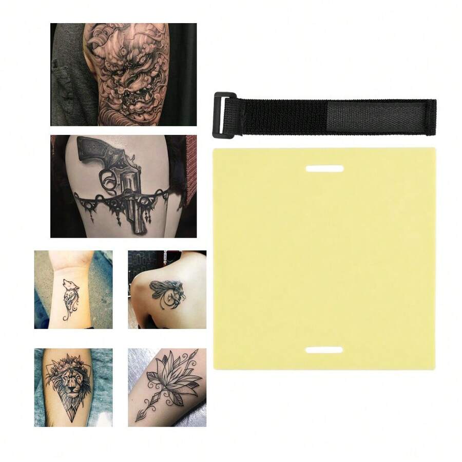 ATOMUS 1pc 3mm Silicone Double-Sided Blank Tattoo Practice Skin With Straps, Tattoo Beginner Realistic Practice Tool - Multicolor - View 1