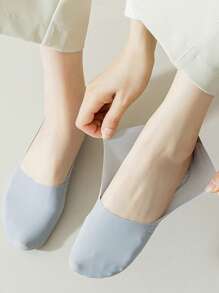 1/4/8 Pairs Women's Big Size Available Soft Nylon Solid Bottom Low Cup Invisible No Show Socks With Non-Slip Gel Heel, Suitable For Daily Use