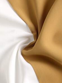 2 件男士轻便休闲装 - 拼色条纹短袖单排扣衬衫和纯色长裤，适合通勤和休闲穿着 - 黃色 - 查看 7