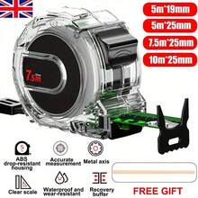 Fluorescent Steel Tape Measure Precision Tape 5/10 Metric Measure Measuring UK - Green - View 2