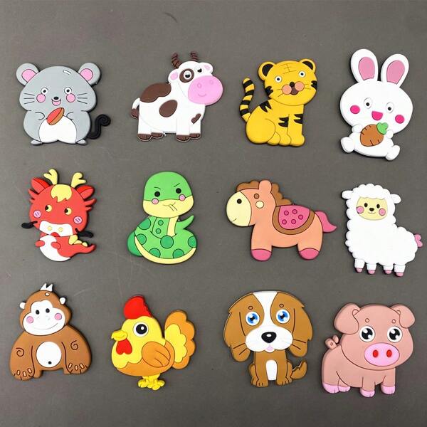 12 piezas de nuevos imanes de nevera minimalistas y prácticos con formas de animales