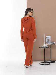Casual Sweatshirt Set Of Blouse And Pants C3111 - 亮橙色 - 查看 2